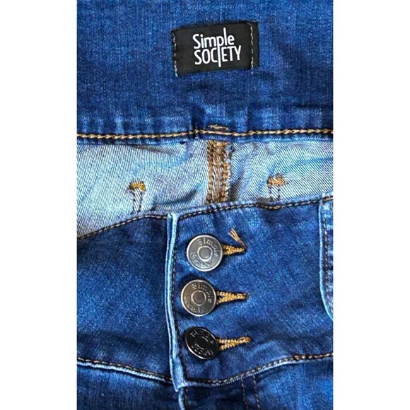 (6/$25) Simple Society High Rise Triple Button Skinny Jeans in Dark Wash Size 27 - Picture 3 of 5